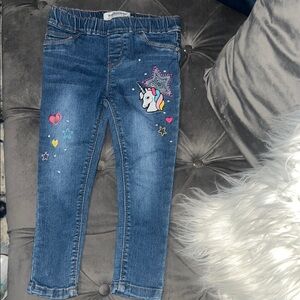 Kids Denim Unicorn Embroidered Jeans